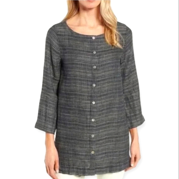 Eileen Fisher Coastline Organic Linen Tunic Button Up Small - Picture 16 of 16